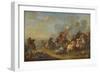 Battle Scene between Christians and Saracens (Oil on Panel)-Francesco Giuseppe Casanova-Framed Giclee Print