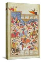 Battle Scene, Illustration from the 'shahnama'-Indian School-Stretched Canvas