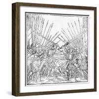 Battle Scene Showing Landsknechte (Mercenaries) Bearing Two-Handed Swords, Halberds and Lances,…-German School-Framed Giclee Print