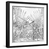 Battle Scene Showing Landsknechte (Mercenaries) Bearing Two-Handed Swords, Halberds and Lances,…-German School-Framed Giclee Print