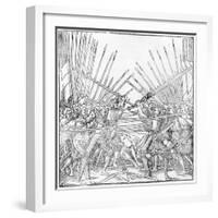 Battle Scene Showing Landsknechte (Mercenaries) Bearing Two-Handed Swords, Halberds and Lances,…-German School-Framed Giclee Print