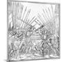 Battle Scene Showing Landsknechte (Mercenaries) Bearing Two-Handed Swords, Halberds and Lances,…-German School-Mounted Giclee Print