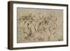 Battle Scene with Prisoners Being Pinioned (Pen and Brown Ink over Faint Indications in Black Chalk-Raphael-Framed Giclee Print