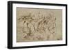 Battle Scene with Prisoners Being Pinioned (Pen and Brown Ink over Faint Indications in Black Chalk-Raphael-Framed Giclee Print