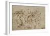 Battle Scene with Prisoners Being Pinioned (Pen and Brown Ink over Faint Indications in Black Chalk-Raphael-Framed Giclee Print