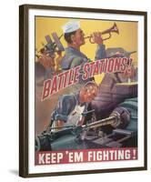 Battle Stations! Keep'em Fighting-null-Framed Art Print