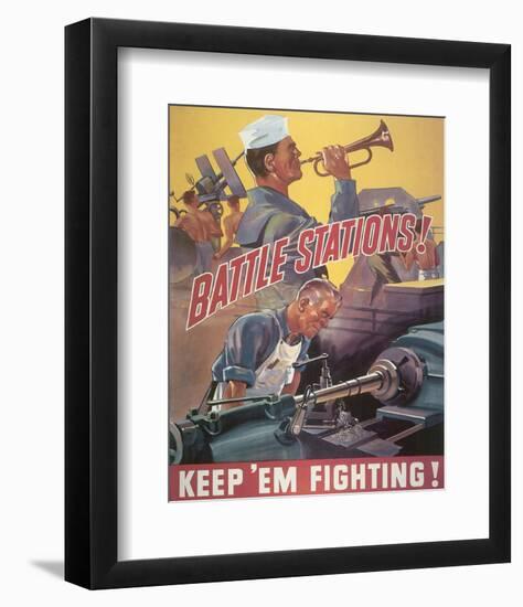 Battle Stations! Keep'em Fighting-null-Framed Art Print