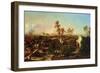 Battle with Palm Trees and Tents (Oil on Canvas)-Jean Charles Langlois-Framed Giclee Print