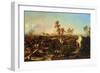 Battle with Palm Trees and Tents (Oil on Canvas)-Jean Charles Langlois-Framed Giclee Print