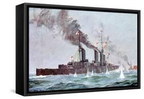 Battlecruiser HMS Lion Coming into Action, Battle of Jutland 31 May - 1 June 1916-null-Framed Stretched Canvas
