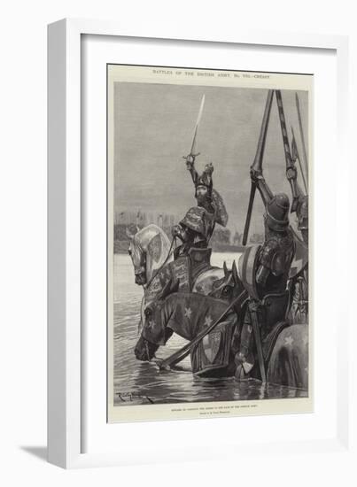 Battles of the British Army, Cressy, Edward III Crossing the Somme in the Face of the French Army-Richard Caton Woodville II-Framed Giclee Print
