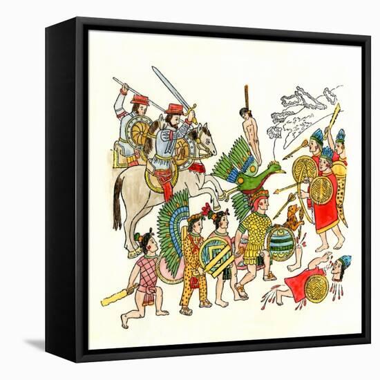 Battles of the Spanish Conquistadors in Mexico, c.1500-null-Framed Stretched Canvas