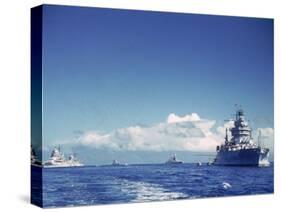 Battleship and Other Ships Taking Part in Us Navy Manuevers Off Hawaii-Carl Mydans-Stretched Canvas