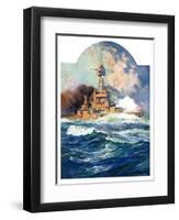 "Battleship at Sea,"April 9, 1932-Anton Otto Fischer-Framed Giclee Print