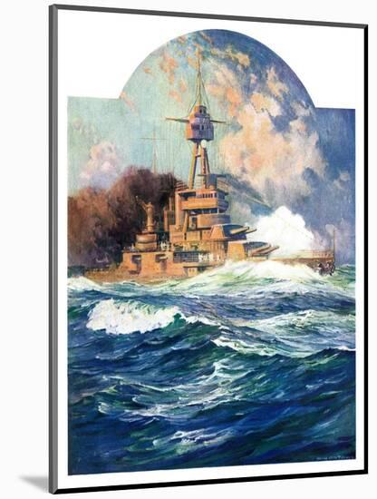 "Battleship at Sea,"April 9, 1932-Anton Otto Fischer-Mounted Giclee Print