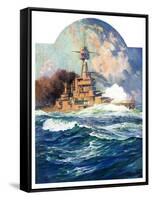 "Battleship at Sea,"April 9, 1932-Anton Otto Fischer-Framed Stretched Canvas