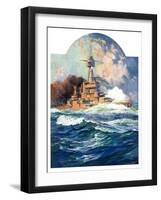 "Battleship at Sea,"April 9, 1932-Anton Otto Fischer-Framed Giclee Print