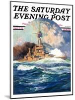 "Battleship at Sea," Saturday Evening Post Cover, April 9, 1932-Anton Otto Fischer-Mounted Giclee Print