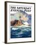 "Battleship at Sea," Saturday Evening Post Cover, April 9, 1932-Anton Otto Fischer-Framed Giclee Print