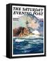 "Battleship at Sea," Saturday Evening Post Cover, April 9, 1932-Anton Otto Fischer-Framed Stretched Canvas
