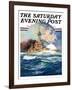 "Battleship at Sea," Saturday Evening Post Cover, April 9, 1932-Anton Otto Fischer-Framed Giclee Print