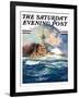 "Battleship at Sea," Saturday Evening Post Cover, April 9, 1932-Anton Otto Fischer-Framed Giclee Print