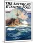 "Battleship at Sea," Saturday Evening Post Cover, April 9, 1932-Anton Otto Fischer-Mounted Giclee Print