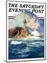 "Battleship at Sea," Saturday Evening Post Cover, April 9, 1932-Anton Otto Fischer-Mounted Premium Giclee Print