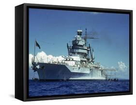Battleship During Us Navy Manuevers Off the Hawaiian Islands-Carl Mydans-Framed Stretched Canvas