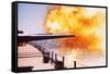 Battleship Firing Guns-null-Framed Stretched Canvas