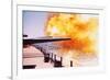 Battleship Firing Guns-null-Framed Photographic Print