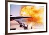 Battleship Firing Guns-null-Framed Photographic Print