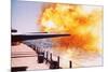 Battleship Firing Guns-null-Mounted Photographic Print