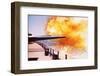 Battleship Firing Guns-null-Framed Photographic Print