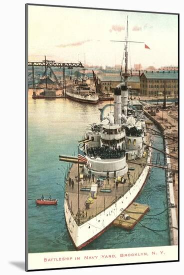 Battleship in Navy Yard, Brooklyn, New York City-null-Mounted Art Print