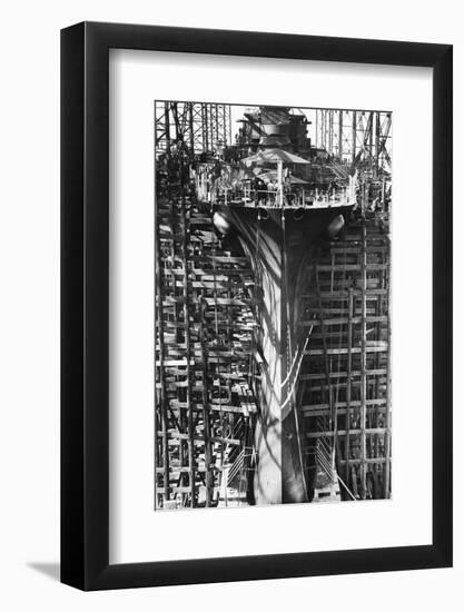 Battleship Indiana under Construction-null-Framed Photographic Print