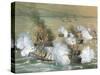 Battleship King of Italy Sinking Battleship Palestro in Flames, Off Croatian Coast by Bongianini-null-Stretched Canvas