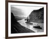 Battleship Moving Through Panama Canal, 1915-null-Framed Photographic Print