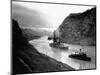 Battleship Moving Through Panama Canal, 1915-null-Mounted Photographic Print