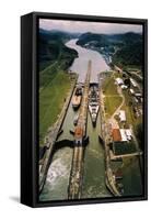 Battleship Passing through Panama Canal-null-Framed Stretched Canvas