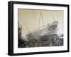 Battleship Re D'Italia under Construction in Webb Shipyard in New York, USA, 19th Century-null-Framed Giclee Print