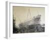 Battleship Re D'Italia under Construction in Webb Shipyard in New York, USA, 19th Century-null-Framed Giclee Print