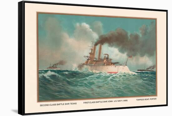 Battleship Texas, Battleship Iowa, and Torpedoboat Porter, 1899-Werner-Framed Stretched Canvas