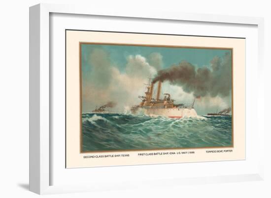 Battleship Texas, Battleship Iowa, and Torpedoboat Porter, 1899-Werner-Framed Art Print