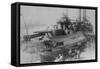 Battleship Tsarevich Docked at Port of New York-null-Framed Stretched Canvas