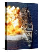 Battleship USS Iowa Firing Its Mark 7 16-inch/50-caliber Guns-Stocktrek Images-Stretched Canvas