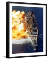 Battleship USS Iowa Firing Its Mark 7 16-inch/50-caliber Guns-Stocktrek Images-Framed Premium Photographic Print