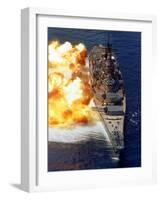 Battleship USS Iowa Firing Its Mark 7 16-inch/50-caliber Guns-Stocktrek Images-Framed Photographic Print