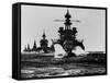 Battleship USS Pennsylvania Is Followed by Three Cruisers-null-Framed Stretched Canvas