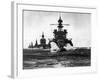 Battleship USS Pennsylvania Leading Convoy of Cruisers Moving in Line Into Lingayen Gulf-null-Framed Photographic Print